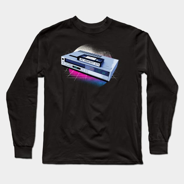 Retro VCR Sunset Greatest Hits VHS Long Sleeve T-Shirt by MerlinArt